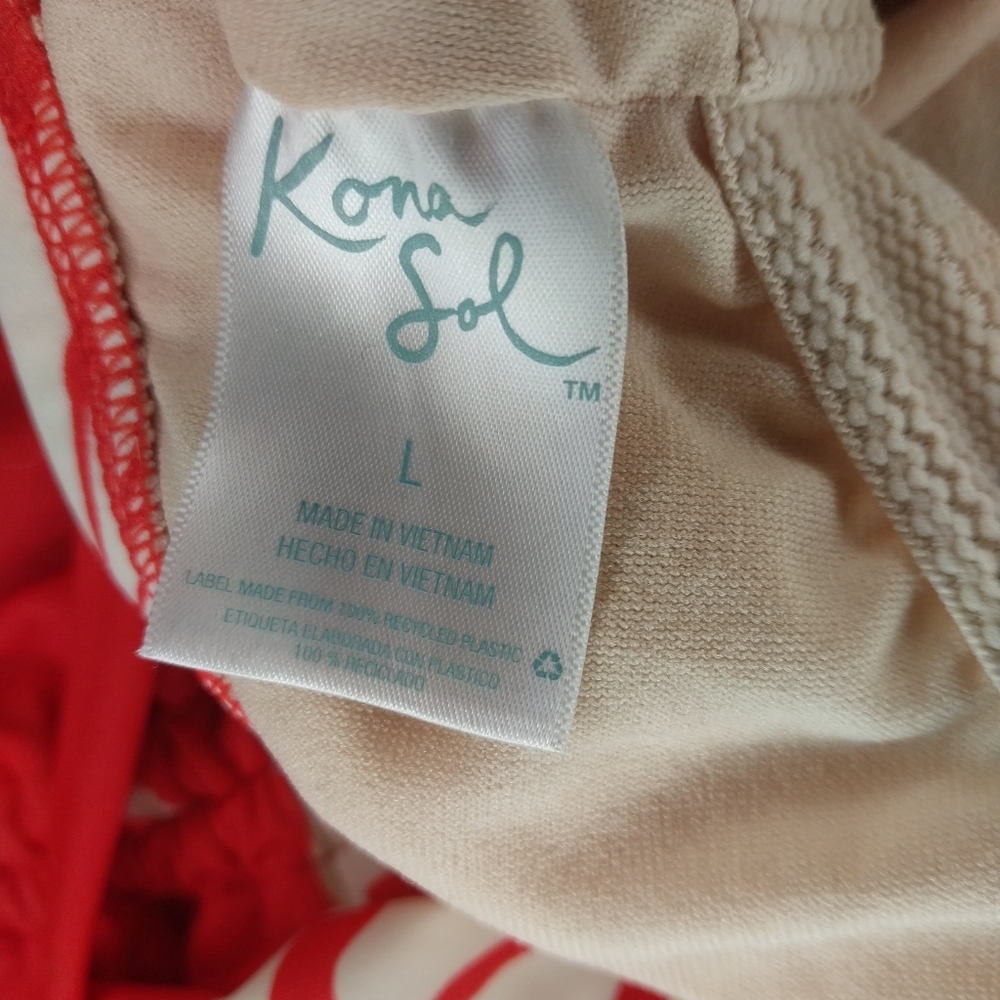 Kona Sol Cinched Sides One Piece Modest Tropical Floral Print Swimsuit - Picture 9 of 9